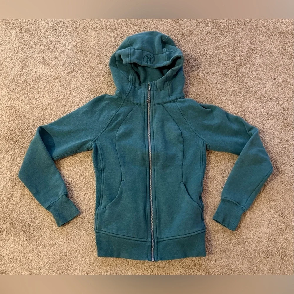 Lululemon Scuba Hoodie Pullover Light Cotton Fleece Desert Teal Heathered Sz 4